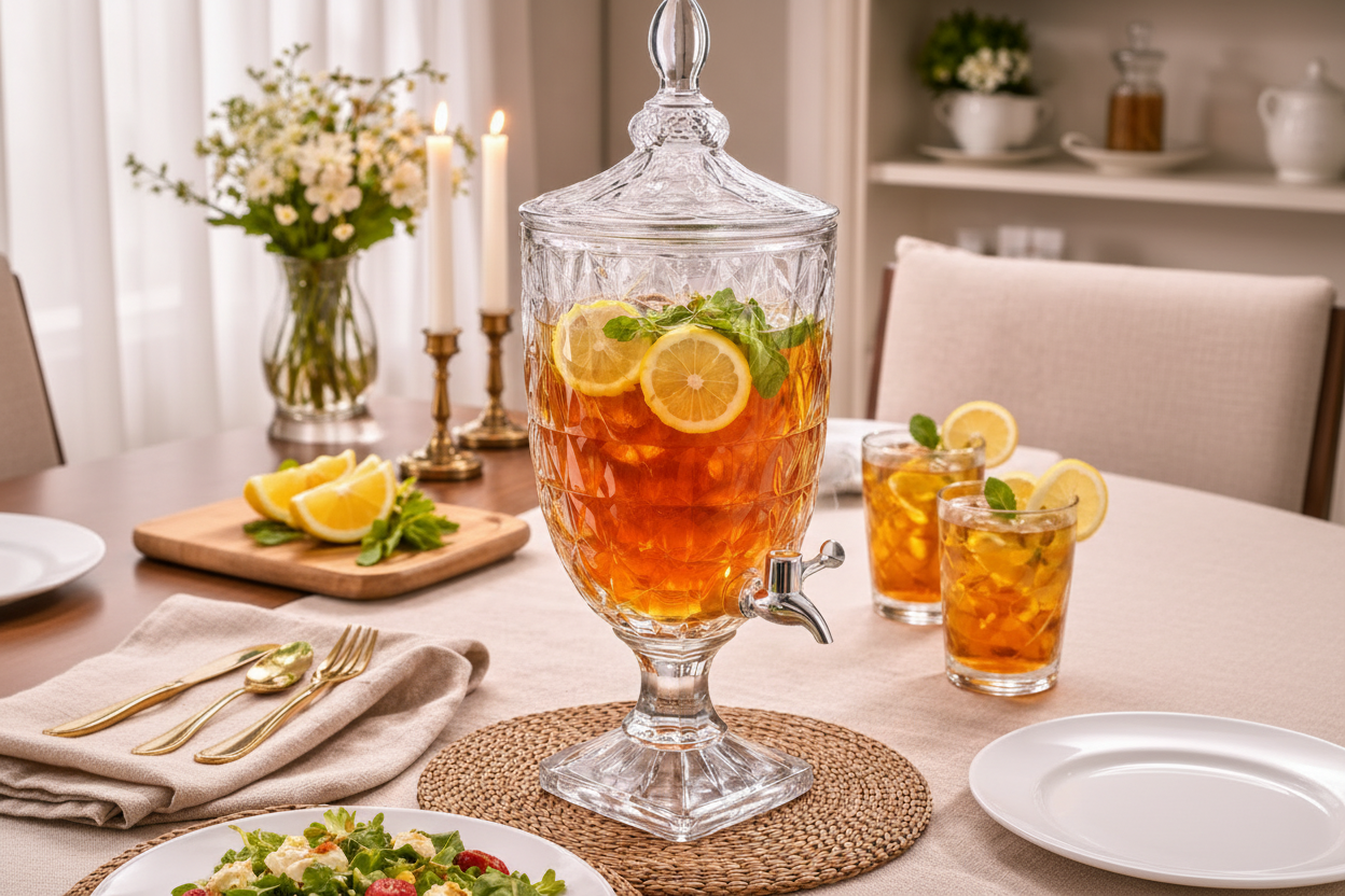 Luxury 3.5L Glass Juice Dispenser with Faucet – Lead-Free Crystal Beverage Dispenser Jug