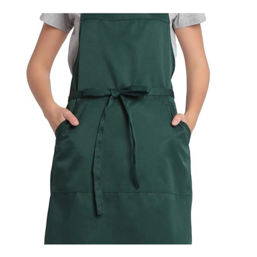 Adjustable Bib Unisex Aprons with two pockets Dark Green