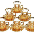Fancy Vintage Handmade Glass Tea Set of 6 Cups