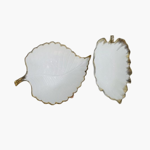 Beautiful White Gold Serving Dish Platter Bowls with Gold Rims for Gifts.