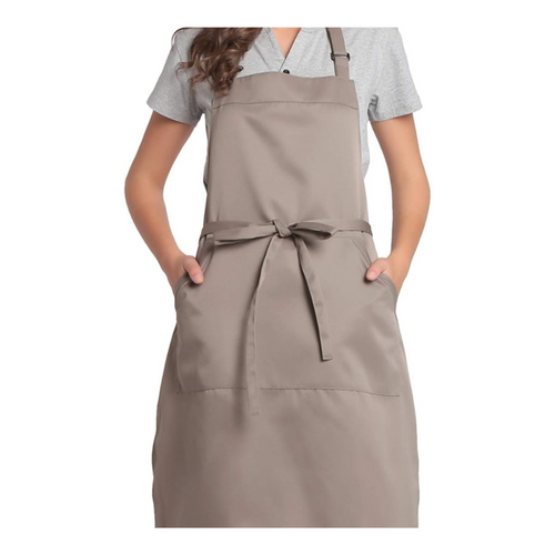 Adjustable Bib Unisex Aprons with two pockets latte