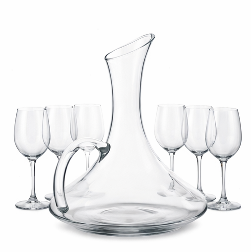 Luxury 7-piece glass decanter set with 1.5L decanter and 6 glasses for wine and whiskey serving