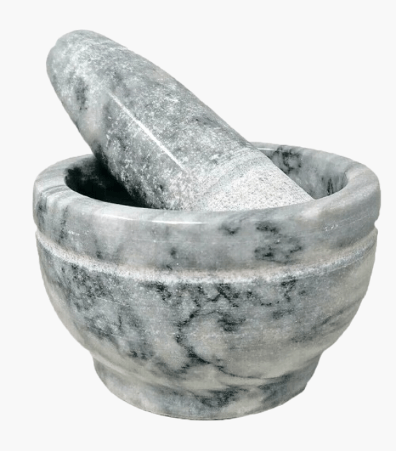 Large Genuine Himalayan Marble Pestle and Mortar,17 X 10 cm, Weight: 4.0 KG