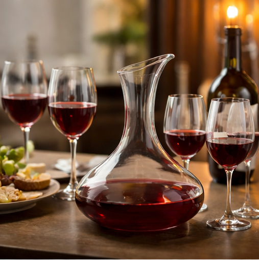 Luxury 7-piece glass decanter set with 1.5L decanter and 6 glasses for wine and whiskey serving