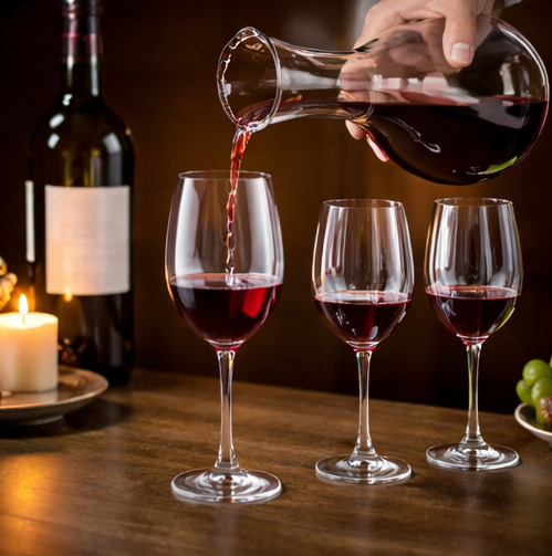 Luxury 7-piece glass decanter set with 1.5L decanter and 6 glasses for wine and whiskey serving
