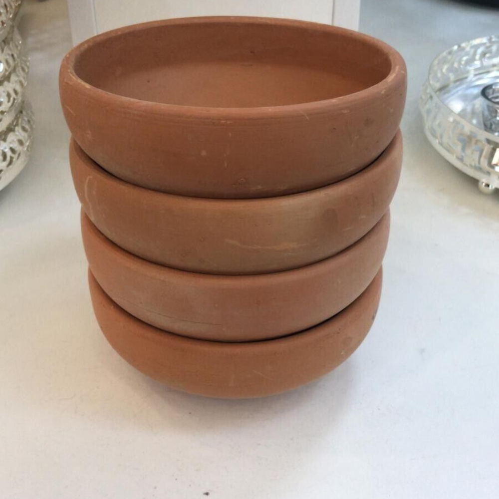 4 Creative Plain Rice Curry Soup Clay Bowls. 500 ML, 15 cm.