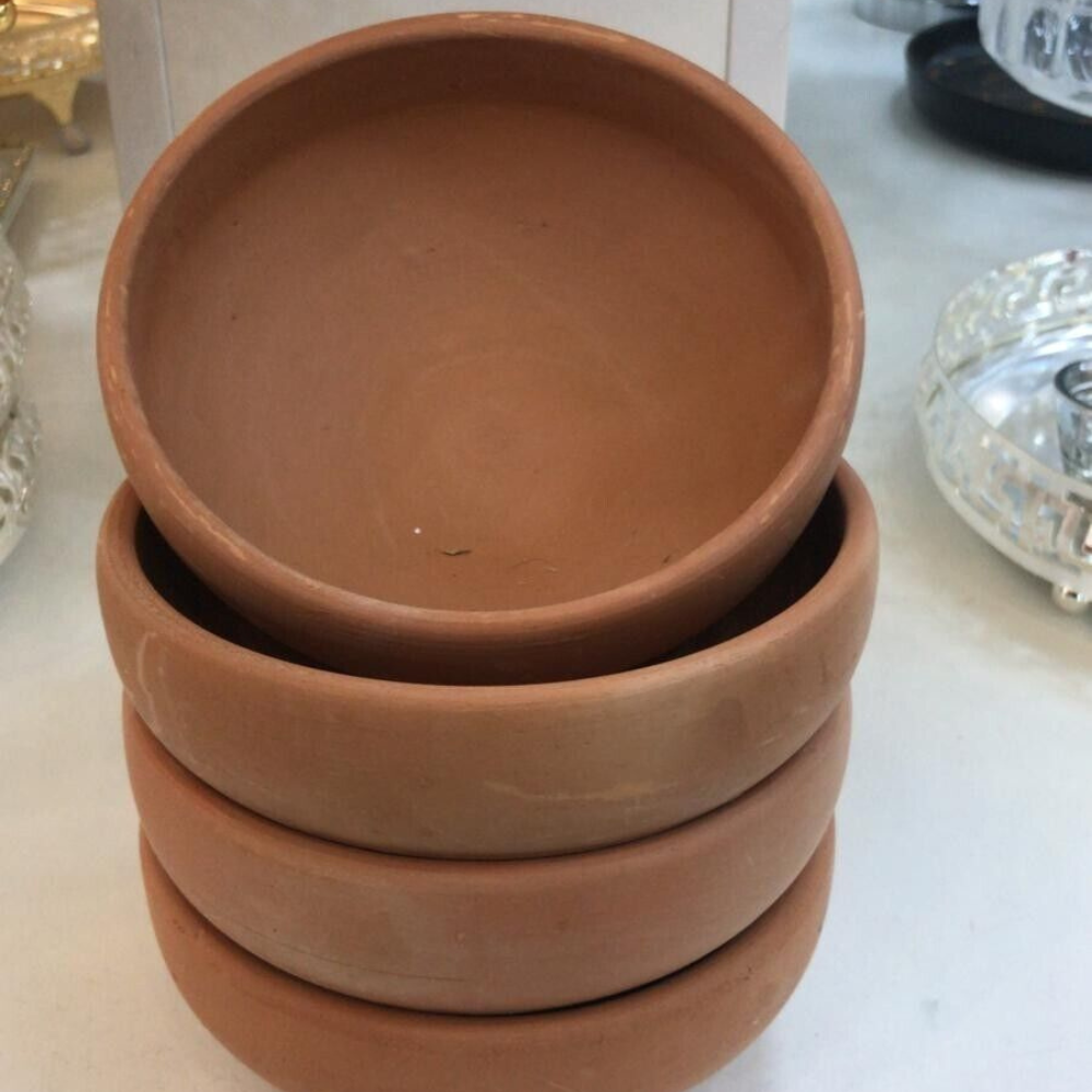 4 Creative Plain Rice Curry Soup Clay Bowls. 500 ML, 15 cm.