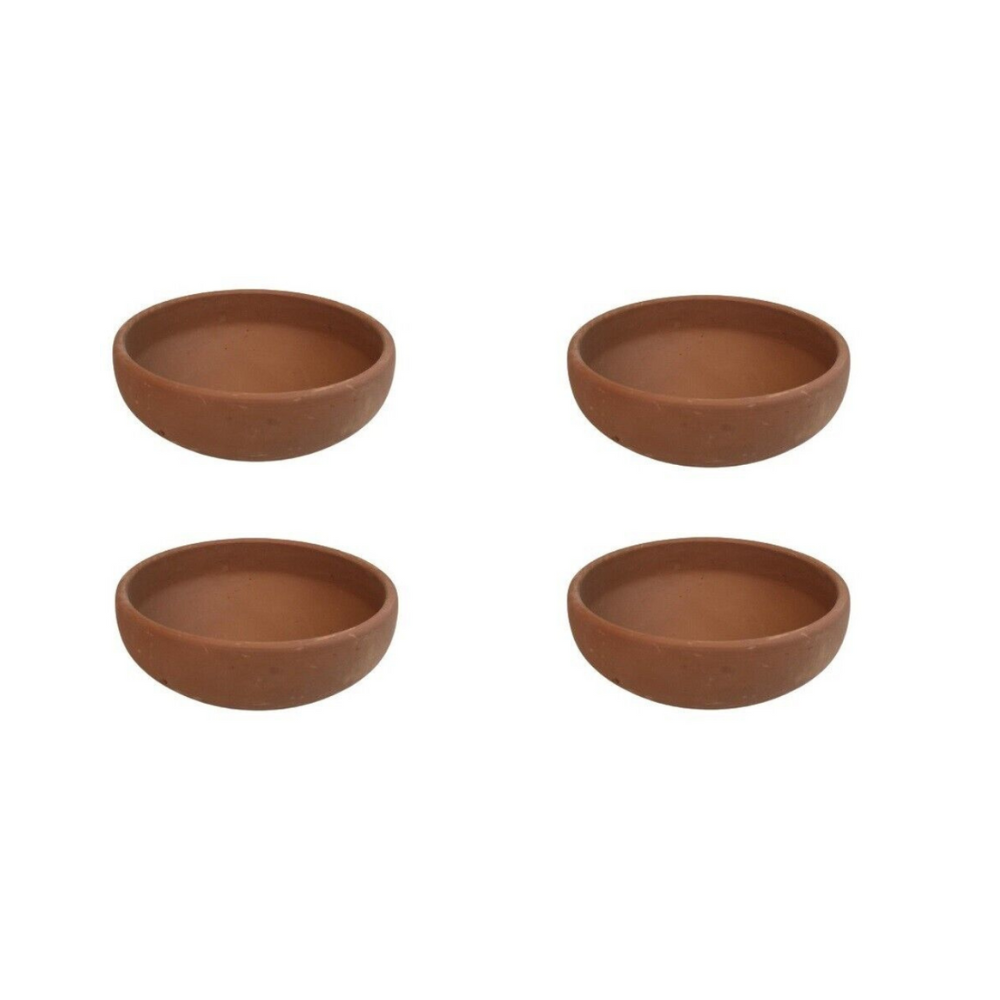 4 Creative Plain Rice Curry Soup Clay Bowls. 500 ML, 15 cm.
