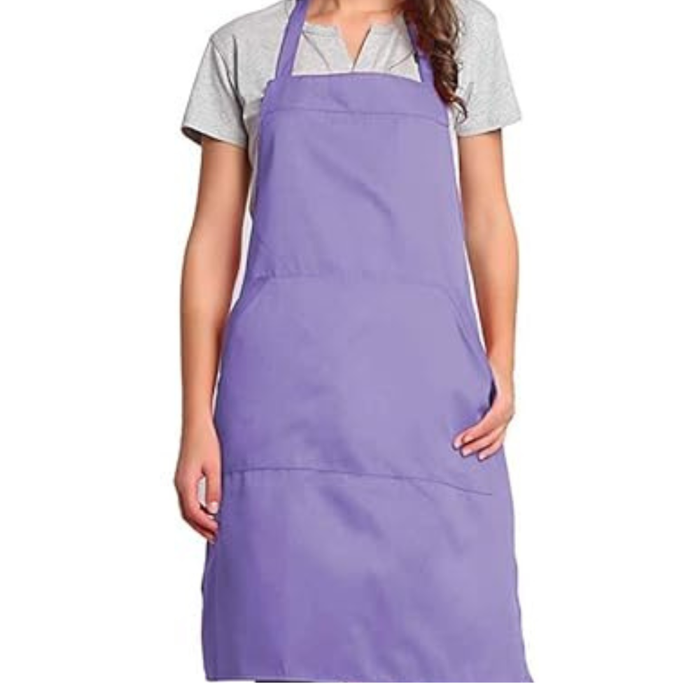Adjustable Bib Unisex Aprons with two pockets purple