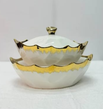 Luxury Elegant 2-Piece White Ceramic Serving Bowl Set – Premium Tableware