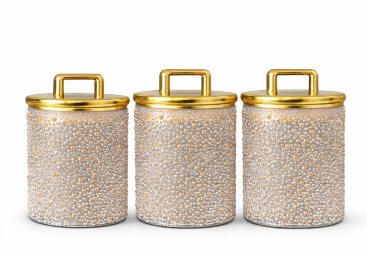 Luxury Black Gold Acrylic Storage Jars Set  – Coffee Tea Sugar Canisters Airtight Kitchen Storage