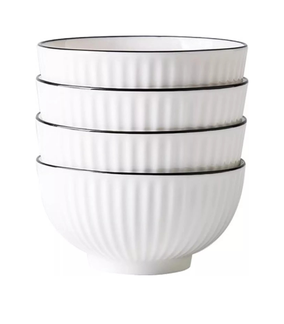 6 x strong White Ceramic Serving bowls for soups pasta rice
