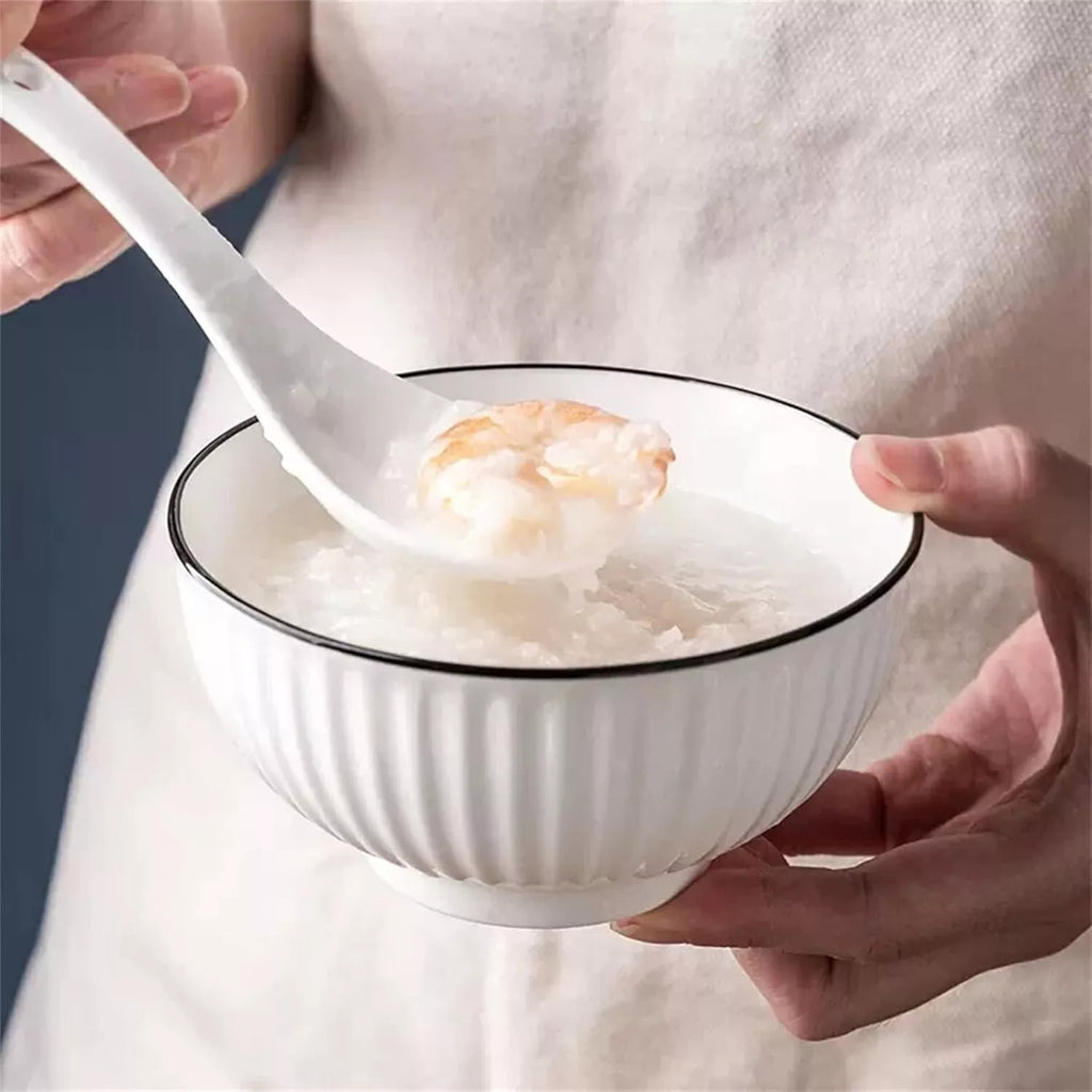 6 x strong White Ceramic Serving bowls for soups pasta rice