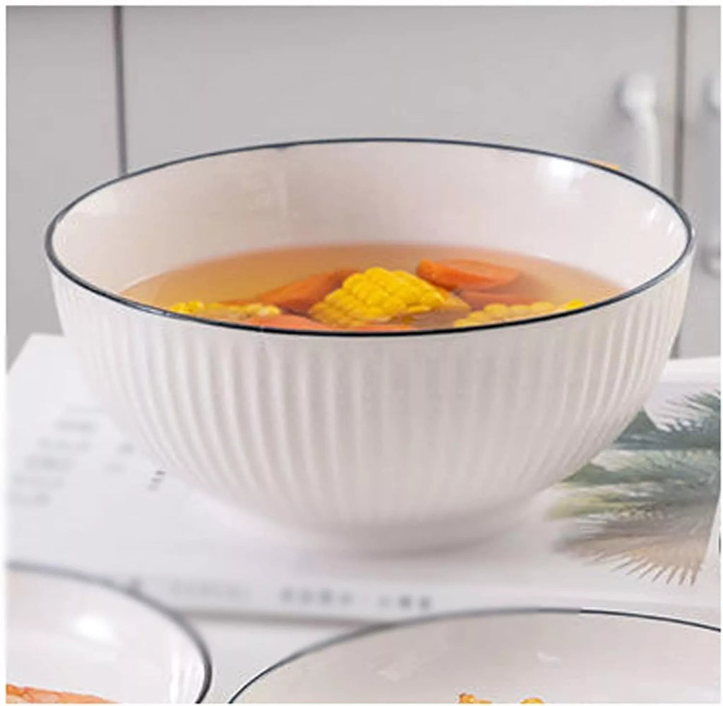 6 x strong White Ceramic Serving bowls for soups pasta rice