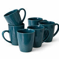 Teal color Coffee Mug Set 310ml Ceramic Tea Cups Modern Kitchen Drinkware Set of 6
