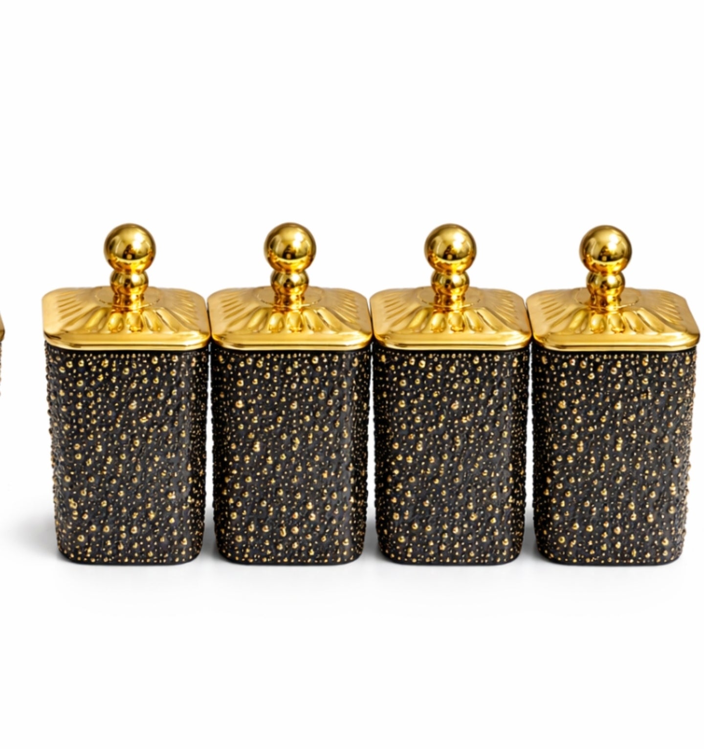 Luxury Black Gold Acrylic Storage Jars Set  – Coffee Tea Sugar Canisters Airtight Kitchen Storage