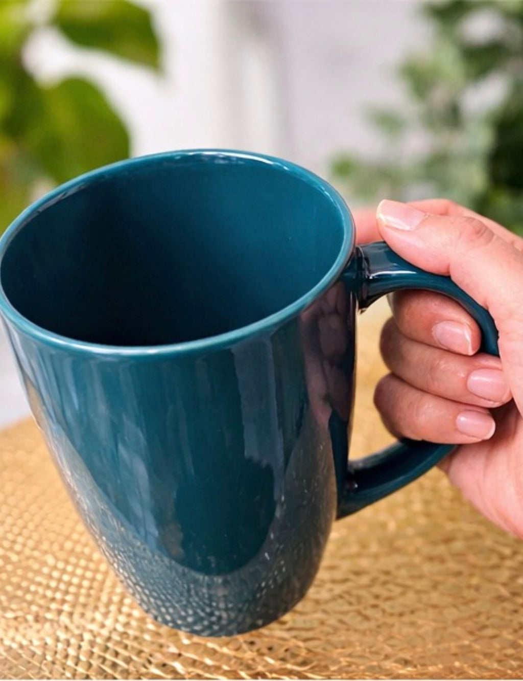 Teal color Coffee Mug Set 310ml Ceramic Tea Cups Modern Kitchen Drinkware Set of 6