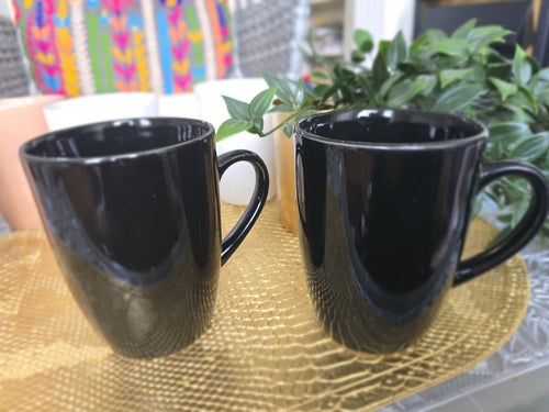 Black  color Coffee Mug Set 310ml Ceramic Tea Cups Modern Kitchen Drinkware Set of 6