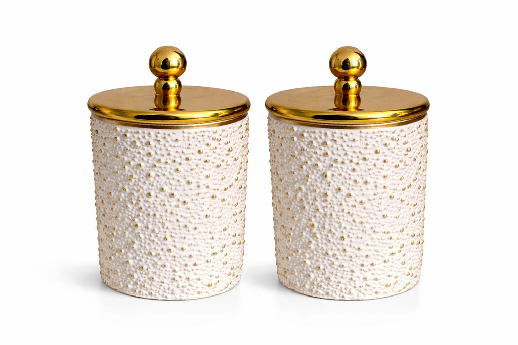 Luxury white Gold Acrylic Storage Jars Set– Coffee Tea Sugar Canisters Airtight Kitchen Storage