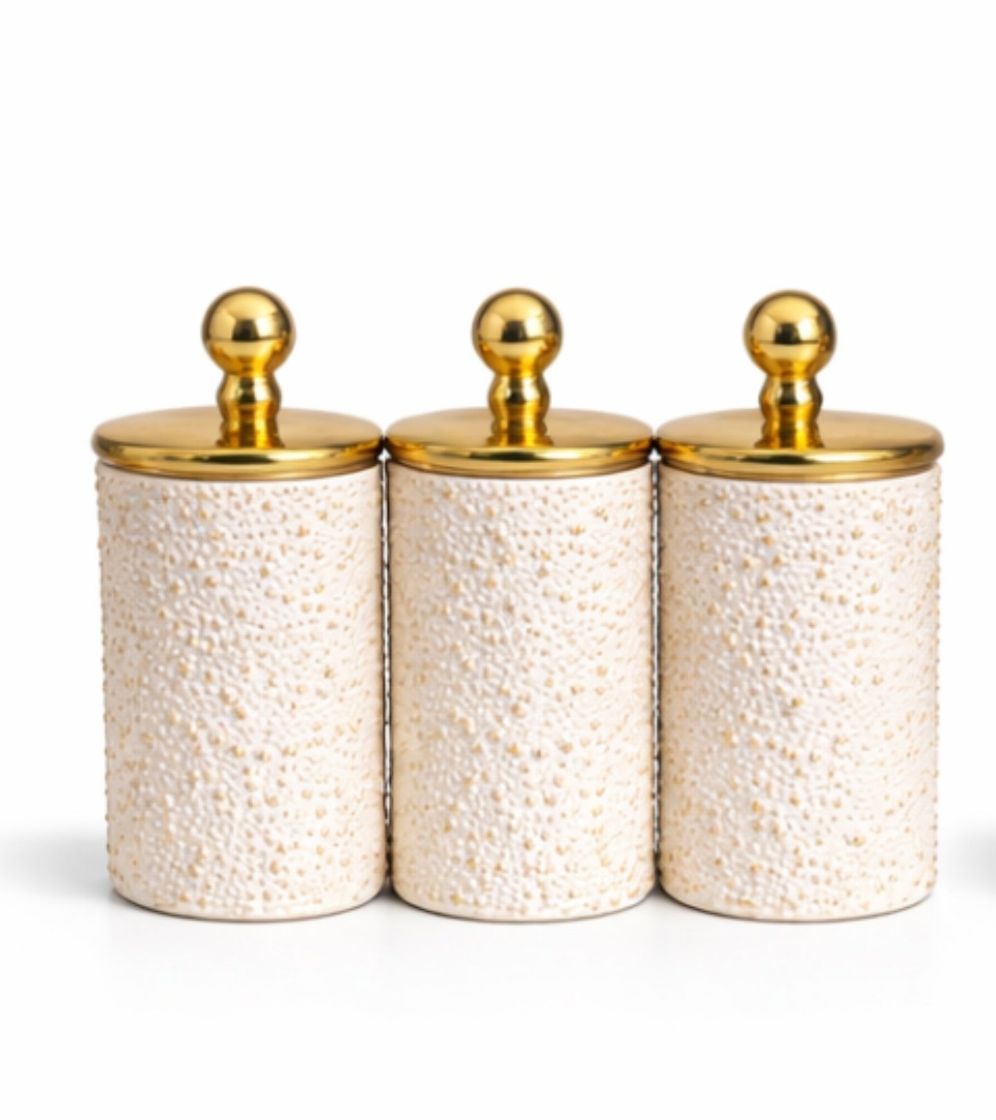 Luxury white Gold Acrylic Storage Jars Set– Coffee Tea Sugar Canisters Airtight Kitchen Storage