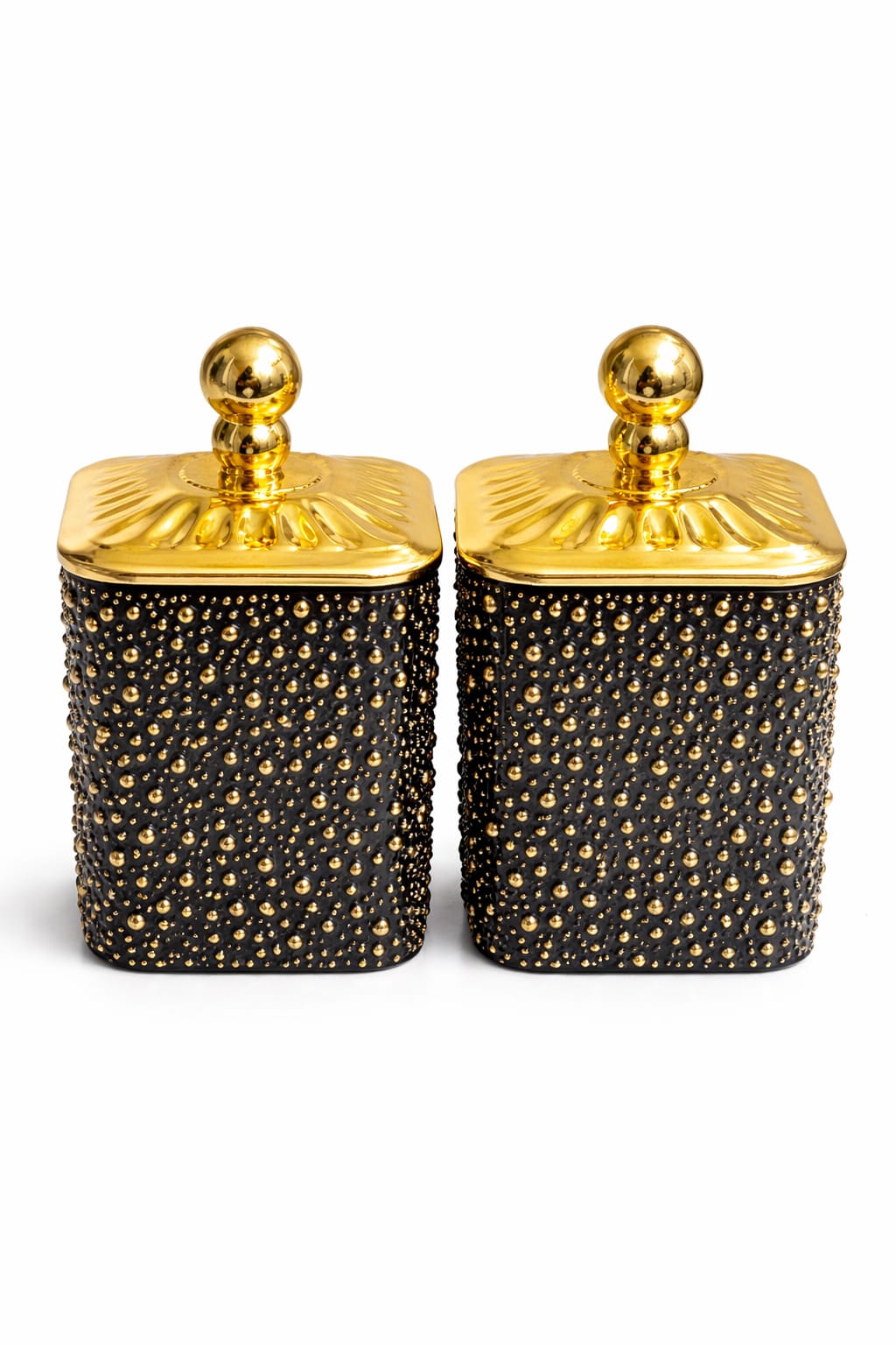 Luxury Black Gold Acrylic Storage Jars Set  – Coffee Tea Sugar Canisters Airtight Kitchen Storage