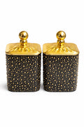 Luxury Black Gold Acrylic Storage Jars Set  – Coffee Tea Sugar Canisters Airtight Kitchen Storage