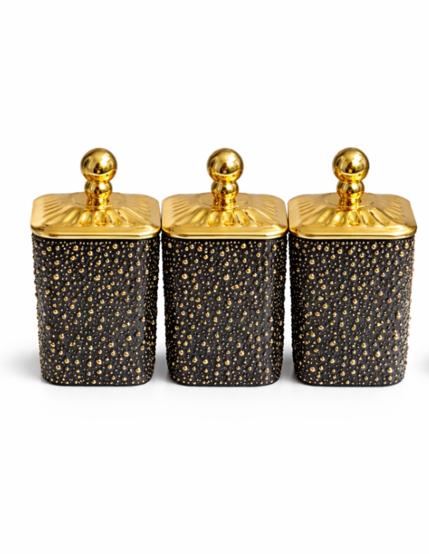 Luxury Black Gold Acrylic Storage Jars Set  – Coffee Tea Sugar Canisters Airtight Kitchen Storage