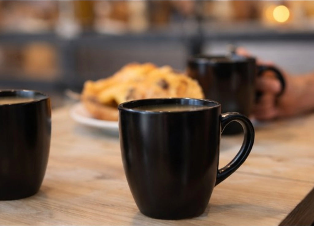 Black  color Coffee Mug Set 310ml Ceramic Tea Cups Modern Kitchen Drinkware Set of 6