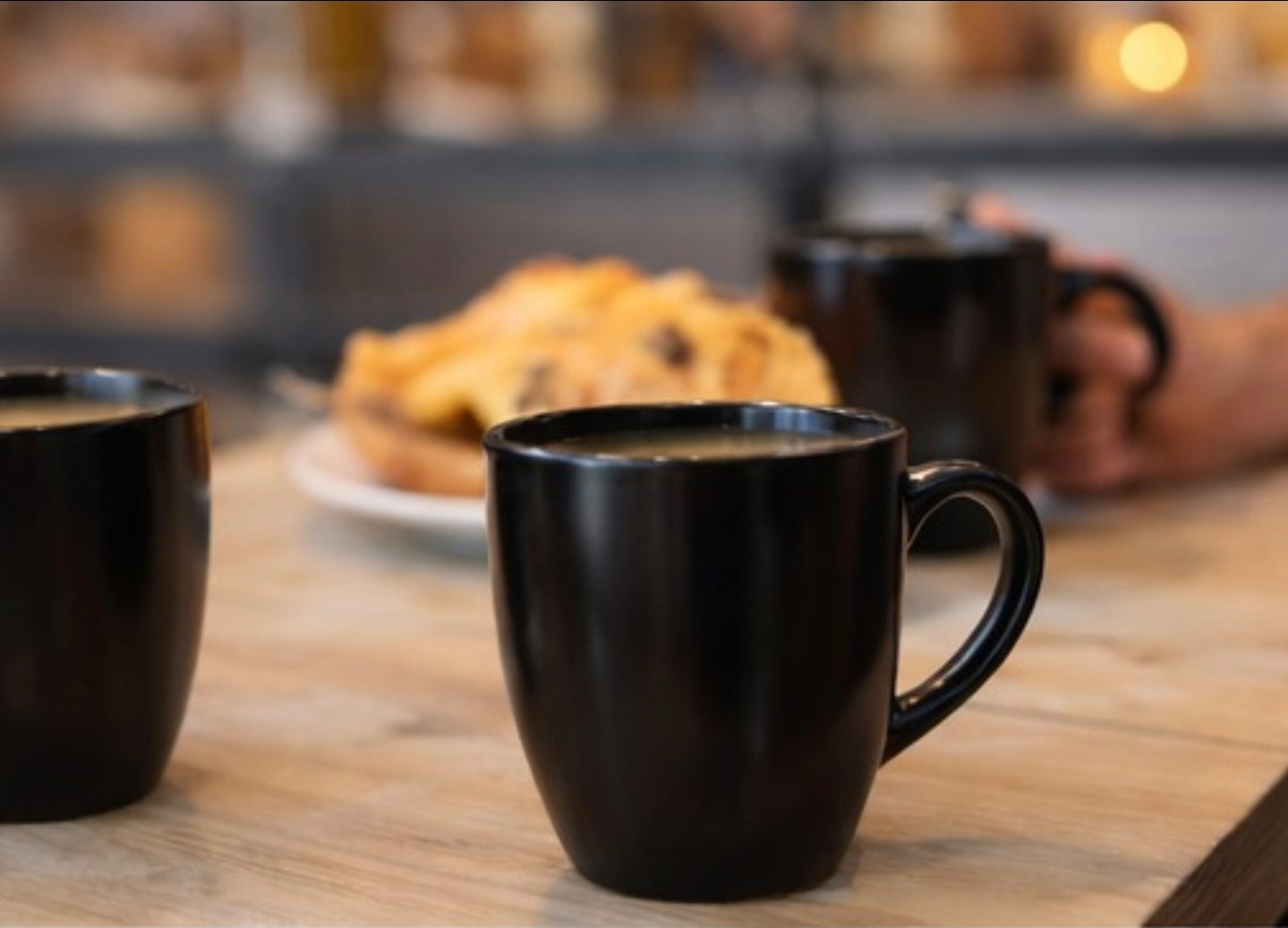 Black  color Coffee Mug Set 310ml Ceramic Tea Cups Modern Kitchen Drinkware Set of 6