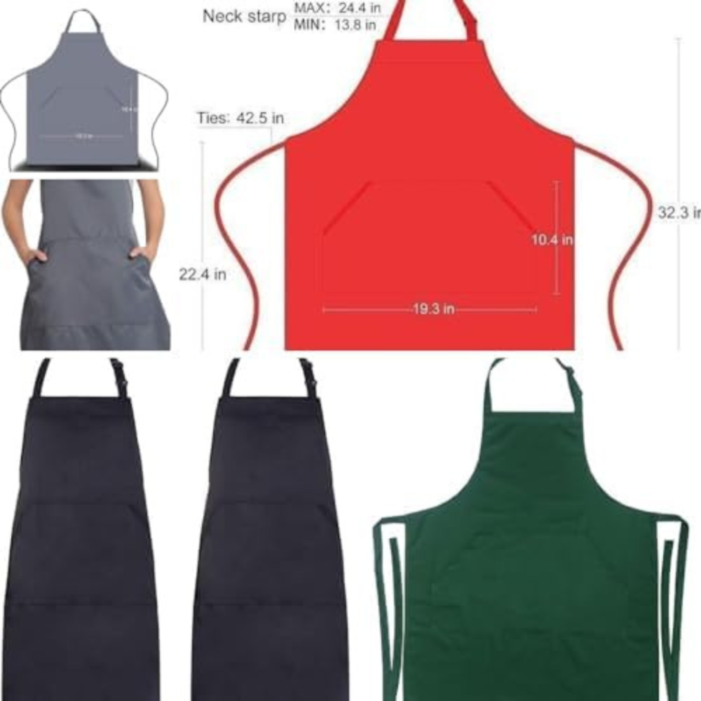 Adjustable Bib Unisex Aprons with two pockets Black