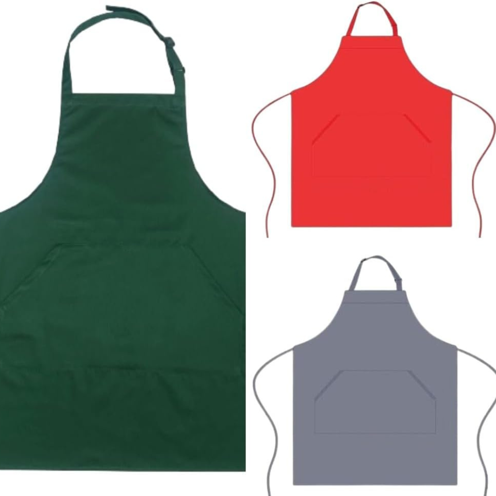 Adjustable Bib Unisex Aprons with two pockets Dark Green