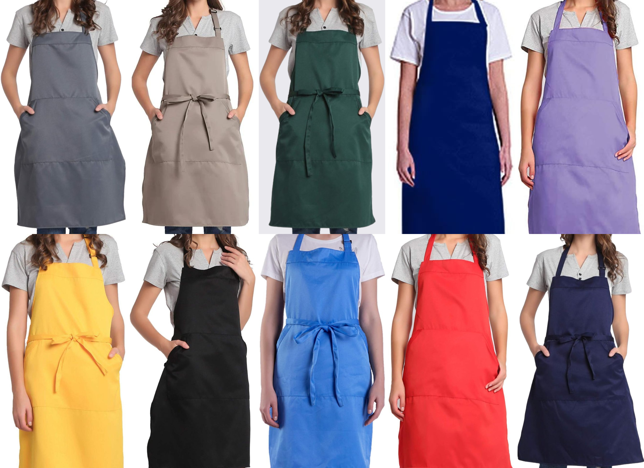 Adjustable Bib Unisex Aprons with two pockets Dark Grey