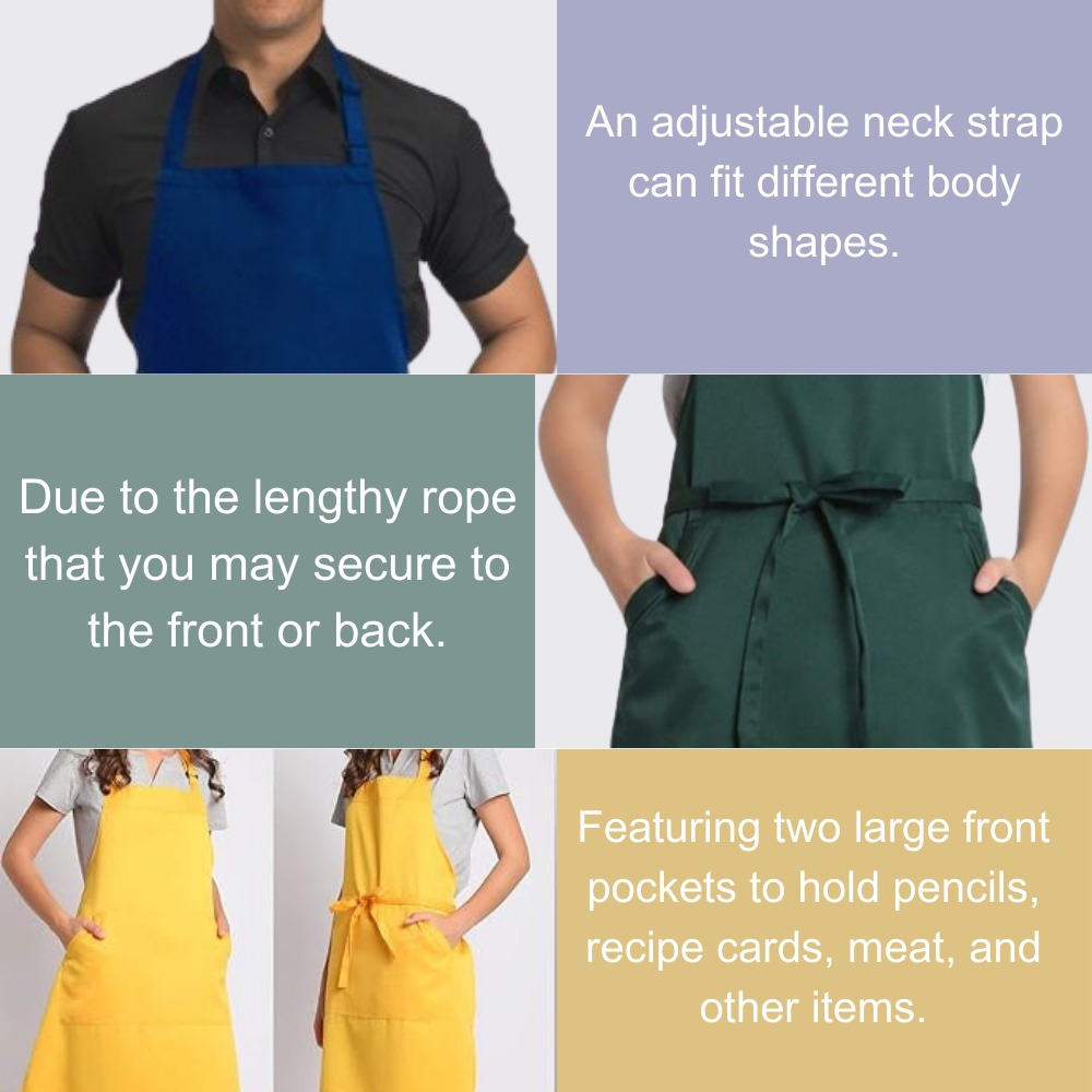 Adjustable Bib Unisex Aprons with two pockets royal blue