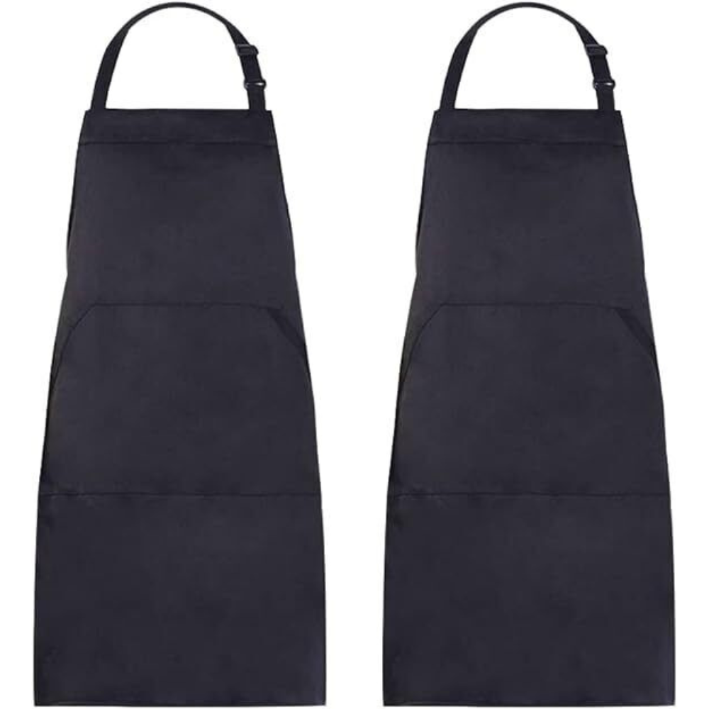Adjustable Bib Unisex Aprons with two pockets Black
