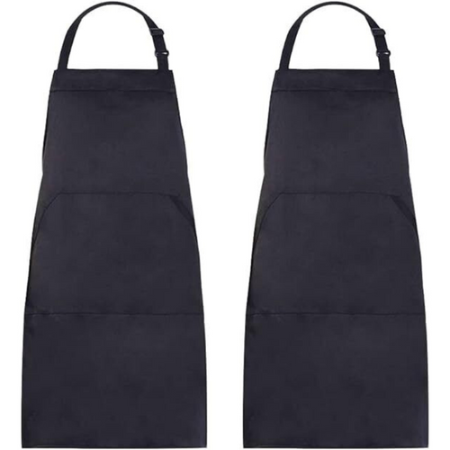 Adjustable Bib Unisex Aprons with two pockets Black