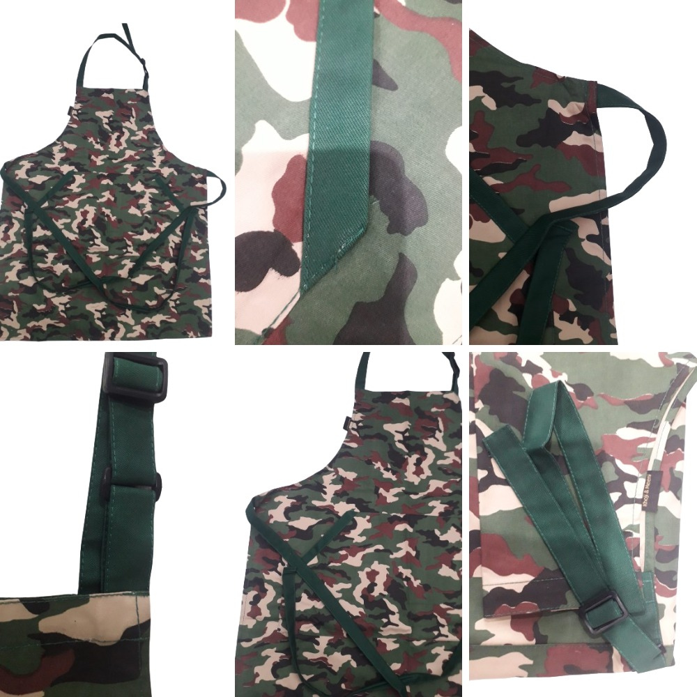 Adjustable Bib Unisex Aprons with two pockets camouflage