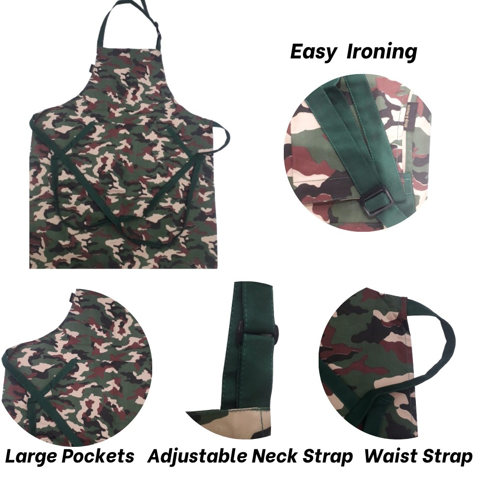 Adjustable Bib Unisex Aprons with two pockets camouflage