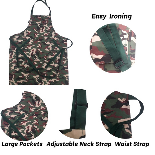 Adjustable Bib Unisex Aprons with two pockets camouflage