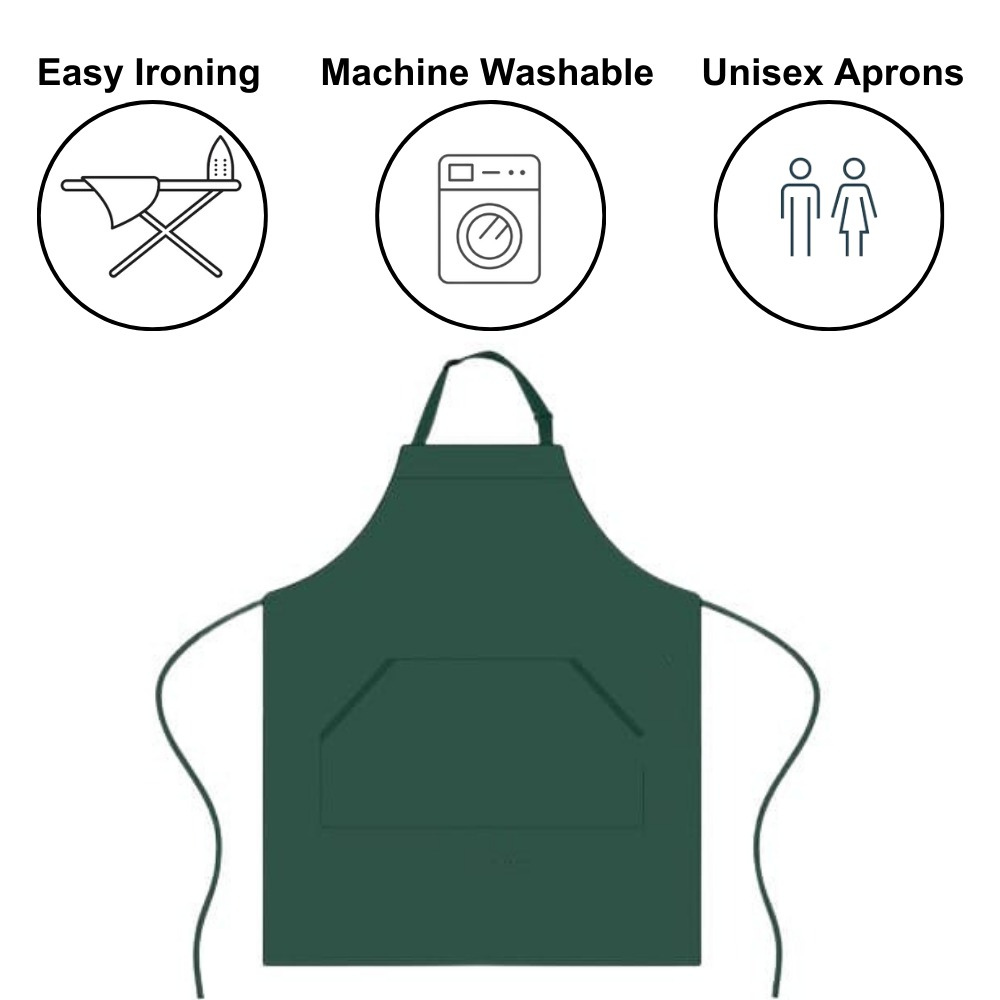 Adjustable Bib Unisex Aprons with two pockets Dark Green