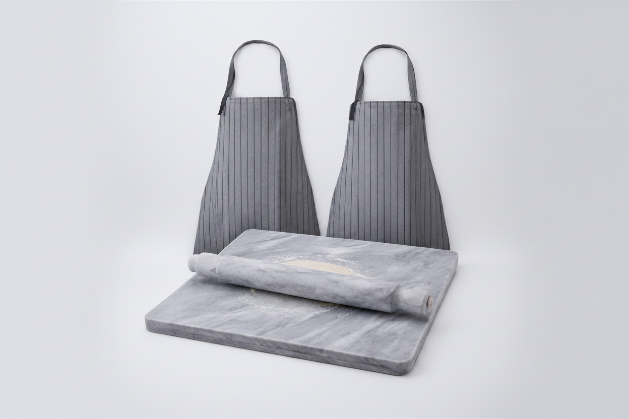 Luxury Marble Pastry Board with Rolling Pin & 2 Aprons – Extra Large Non-Stick Baking Surface Set