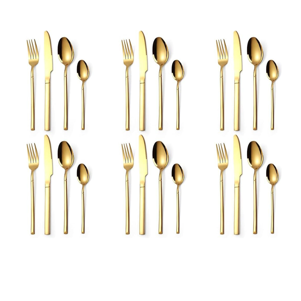 Gold Light Cutlery Stainless Steel Cutlery Sets, 24 Pieces/Set