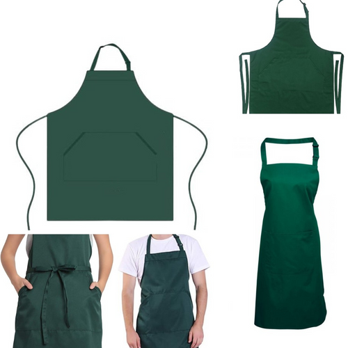 Adjustable Bib Unisex Aprons with two pockets Dark Green