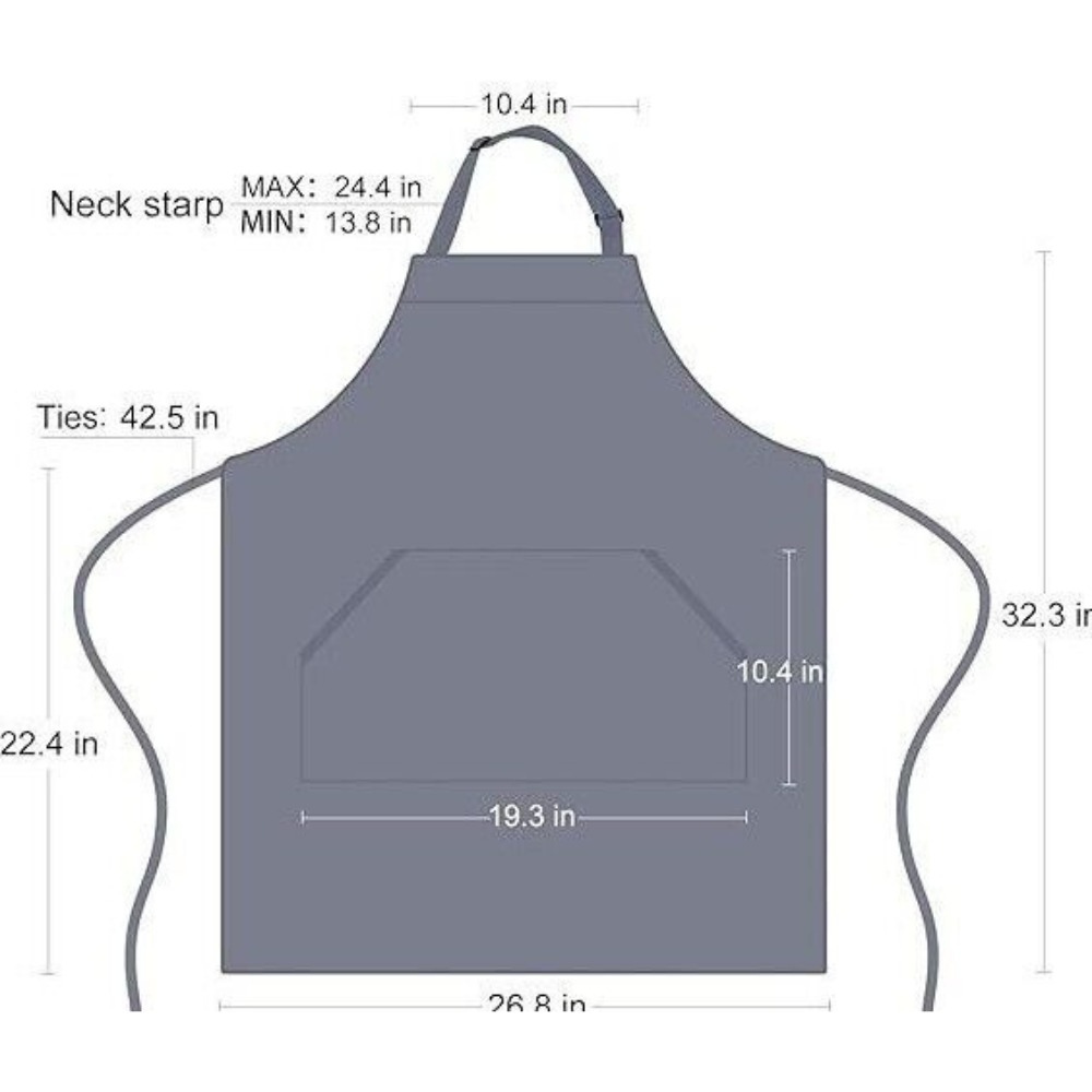 Adjustable Bib Unisex Aprons with two pockets Dark Grey