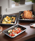 Set of 3 Deep Rectangular Oven Roasting Baking Tray, 34, 32, and 30 cm in size