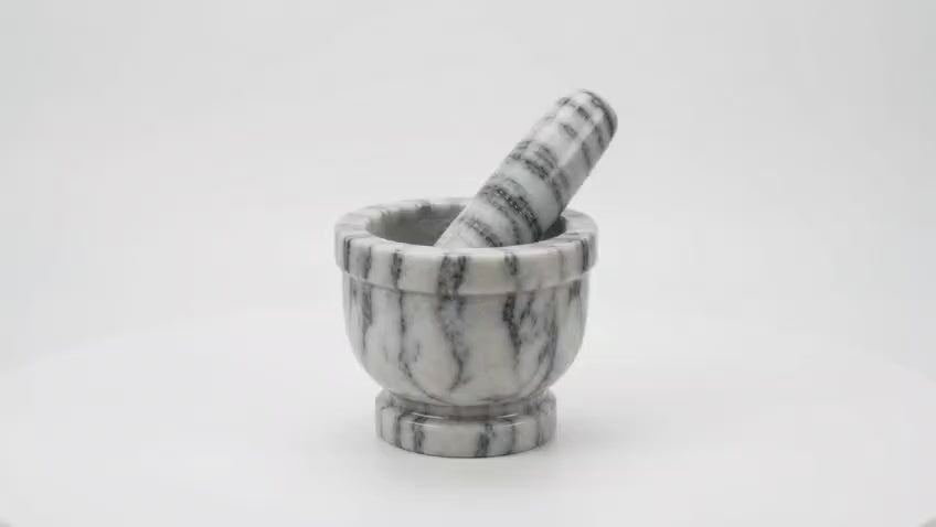 Truly Himalayan Natural Marble Pestle & Mortar Set – 5 × 6 Inch with 7 Inch Pestle
