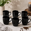 Black Ceramic Coffee Mug Set 6pcs – Modern Tea Cups Matte Finish Minimalist Drinkware for Kitchen & Serving