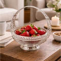 18cm Decorative Fruit Bowl with Glass Insert & Metal Handle – Luxury Serving Basket