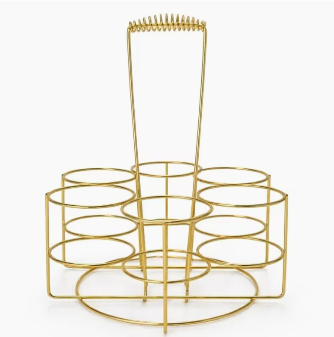 Gold Stainless Steel Glass Holder Rack for 6 Cups – Luxury Drinkware Organizer Stand Kitchen Counter Storage Rack