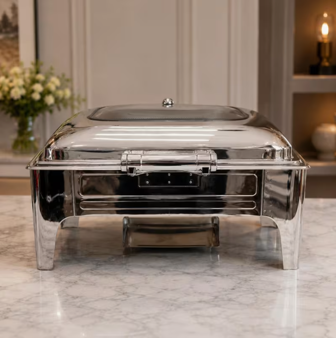 Luxury 9L Chafing Dish Food Warmer with Lid – Stainless Steel Buffet Server in Gold or Silver for Catering & Events