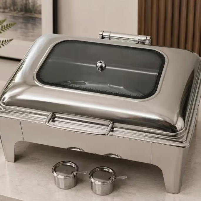 Luxury 9L Chafing Dish Food Warmer with Lid – Stainless Steel Buffet Server in Gold or Silver for Catering & Events